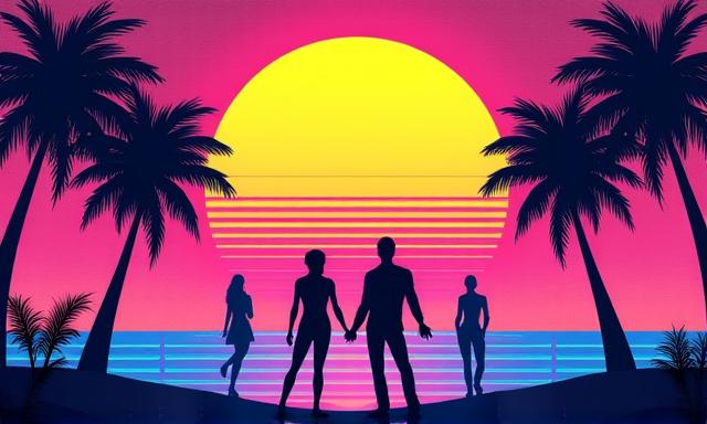 レトロウェーブ80年代ナイトパーティー