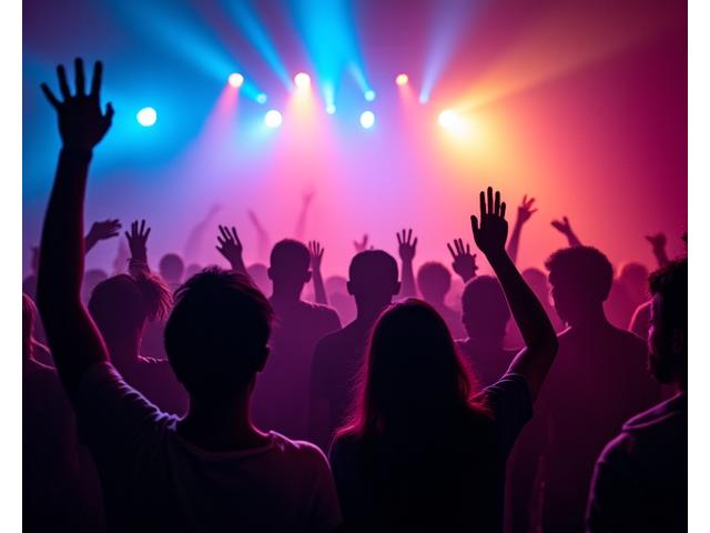 ライトと熱狂的な観客