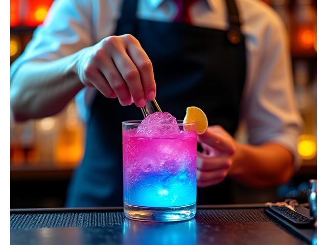 バーテンダーがカクテルを準備している様子